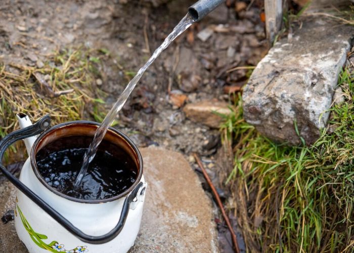 water bottles being unloaded